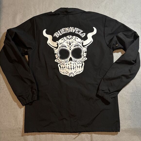 Stone Brewing Buenaveza‎ Mens S Rain Windbreaker Trench-Style Black Jacket Rare - Picture 6 of 7